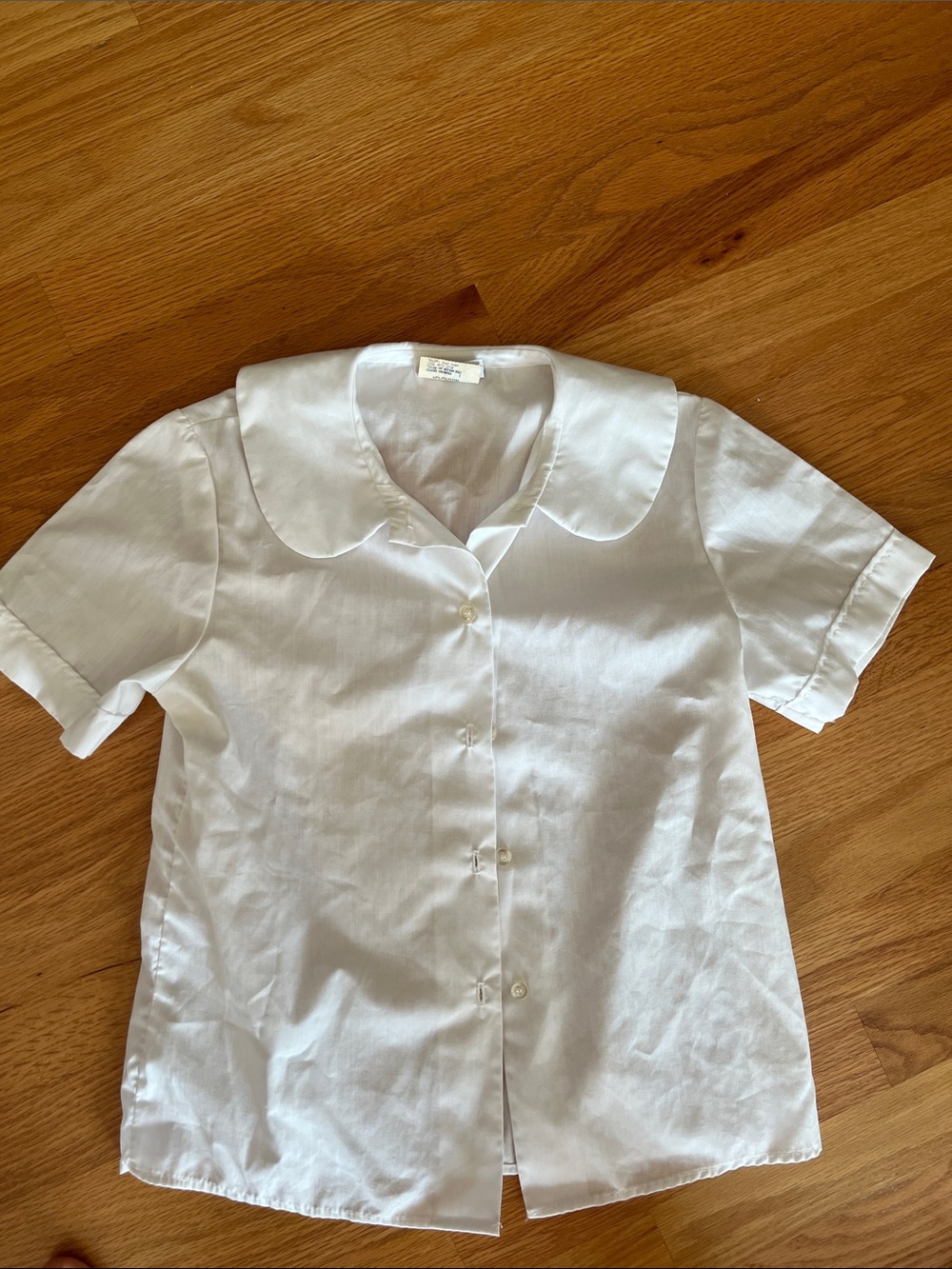 Vintage Girls White Short-Sleeve Peter Pan Collar Shirt size 10